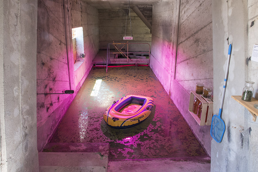 Installation view of the flooded room of the former cement factory in Brunnen SZ 2016